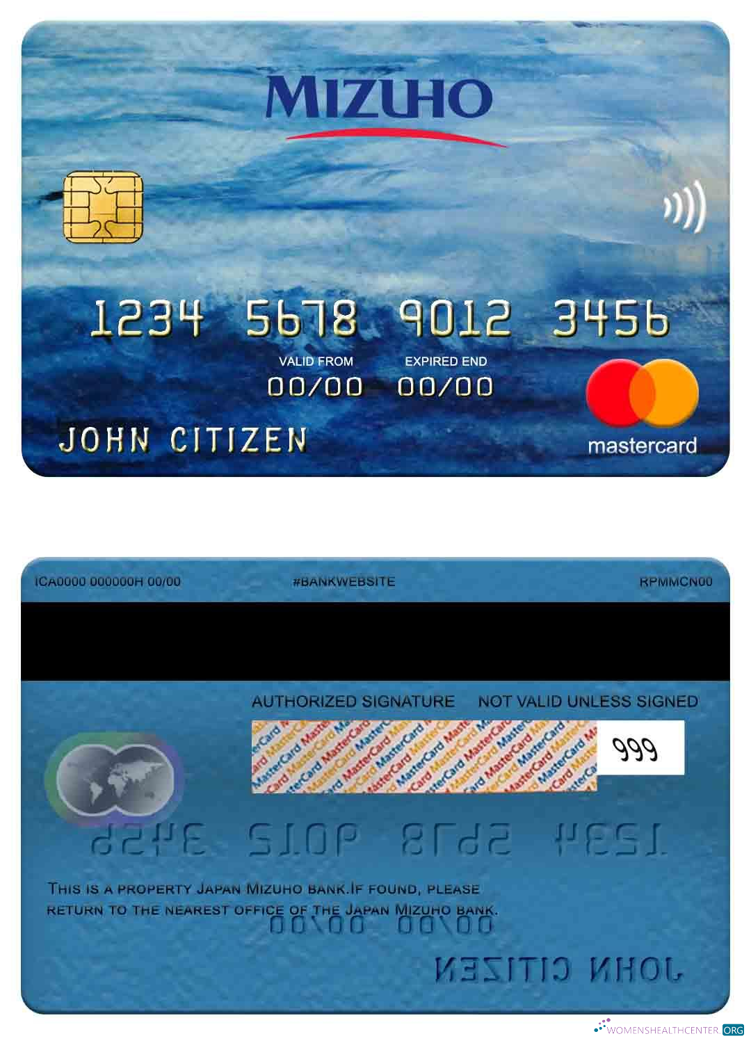 Download Japan Mizuho bank mastercard Photoshop template